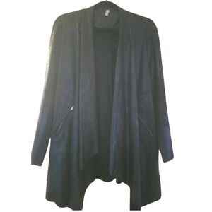 Womens Black CY USA Vegan Suede Cardigan Size Medium